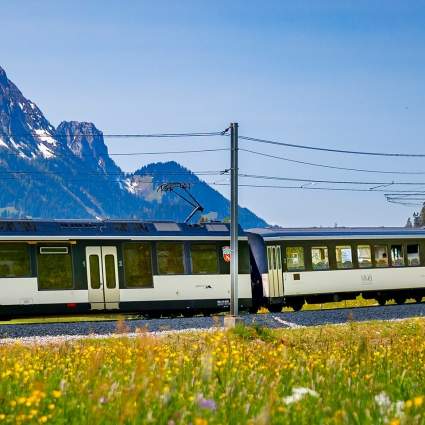 With the GoldenPass Line from Montreux to Lucerne.